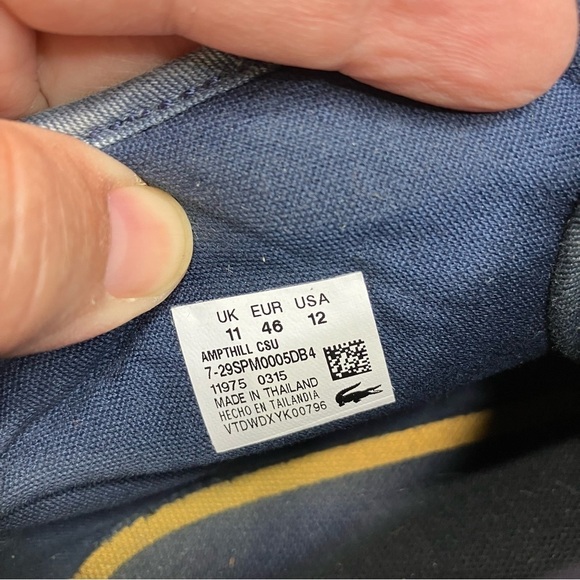 Lacoste Ampthill blue canvas sneakers size 12 - Picture 9 of 10